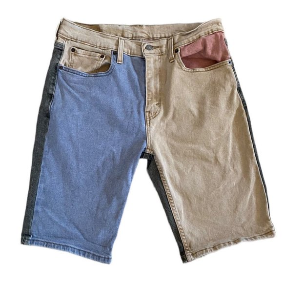 Levi's Other - Levi's 502 Taper Shorts Mens Size 33 Stretch Denim Jeans Shorts Colorblock